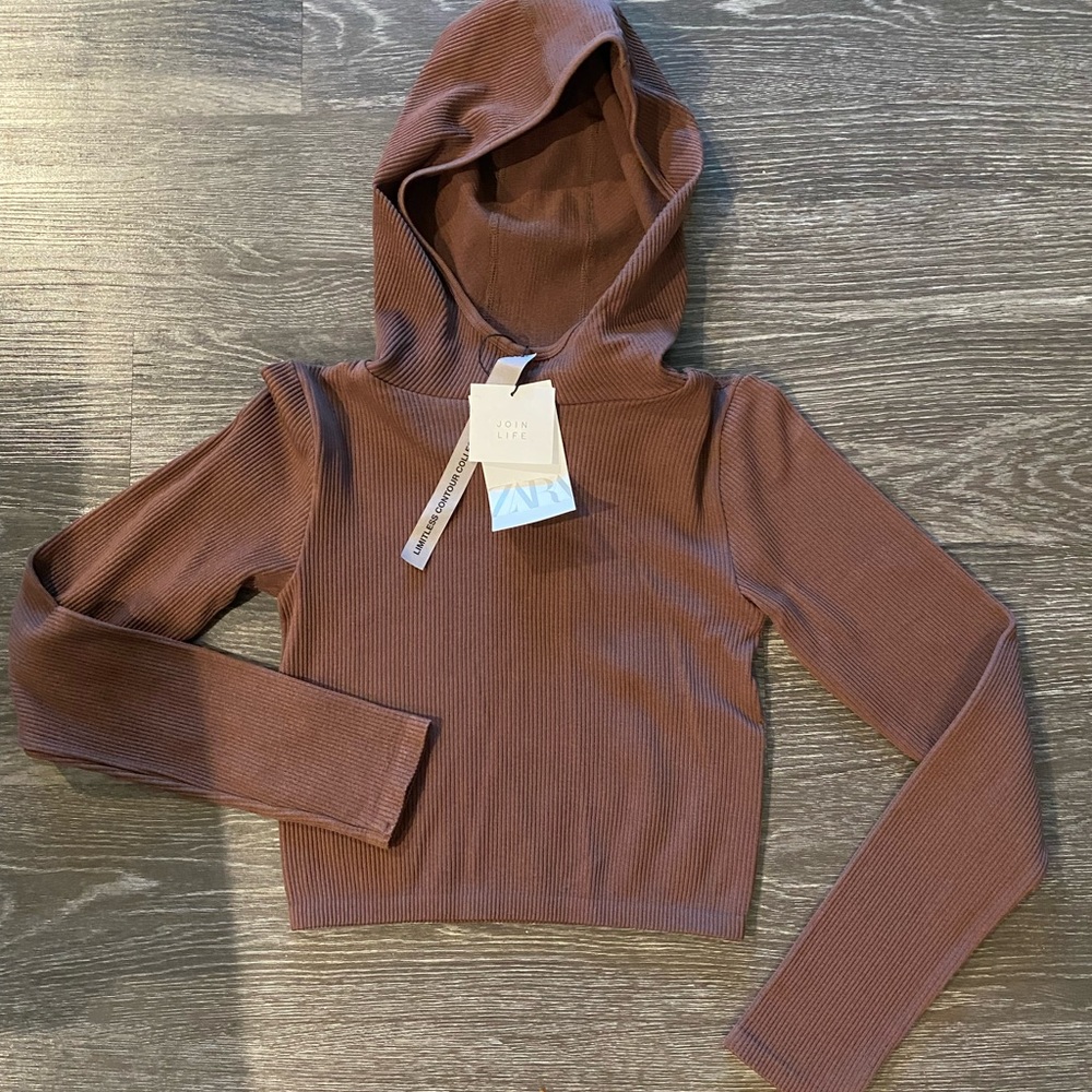 ZARA limitless contour collection cropped hoodie